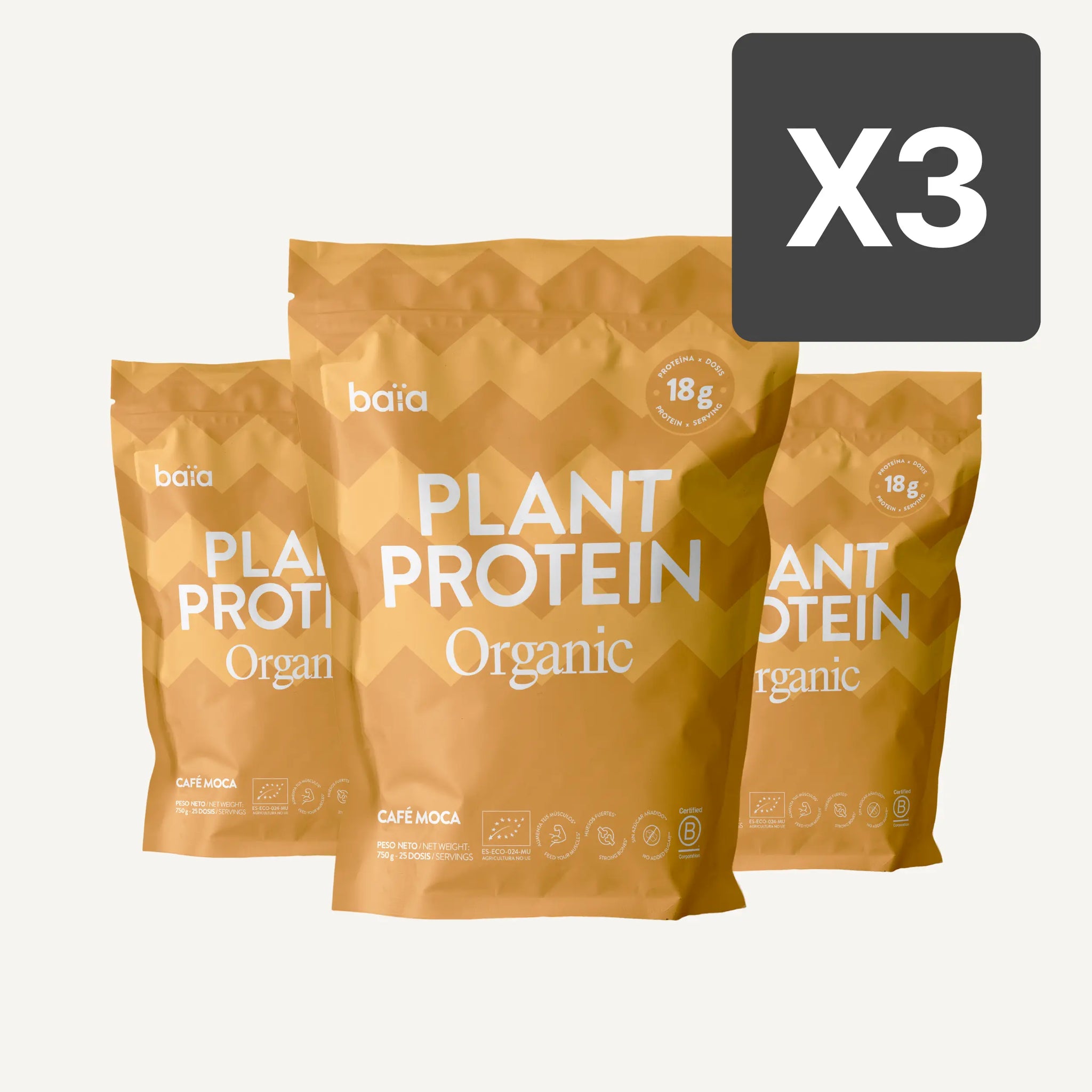 PACK 3 PLANT PROTEIN CAFÉ MOCA 750G